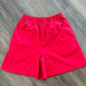 Vibrant Red Vintage Elastic Waist Shorts
